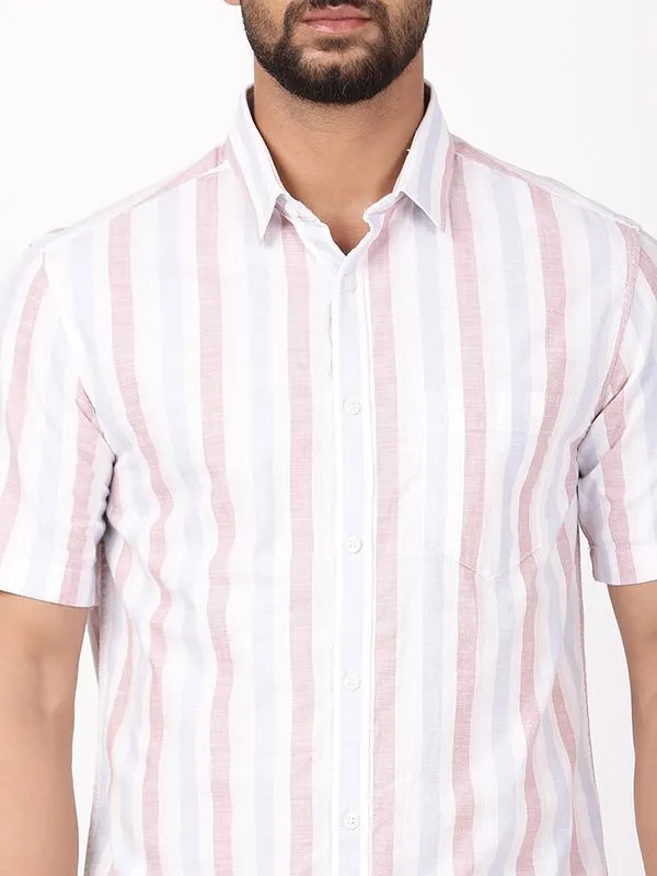 Men Striped Half Sleeve Cotton Shirt
