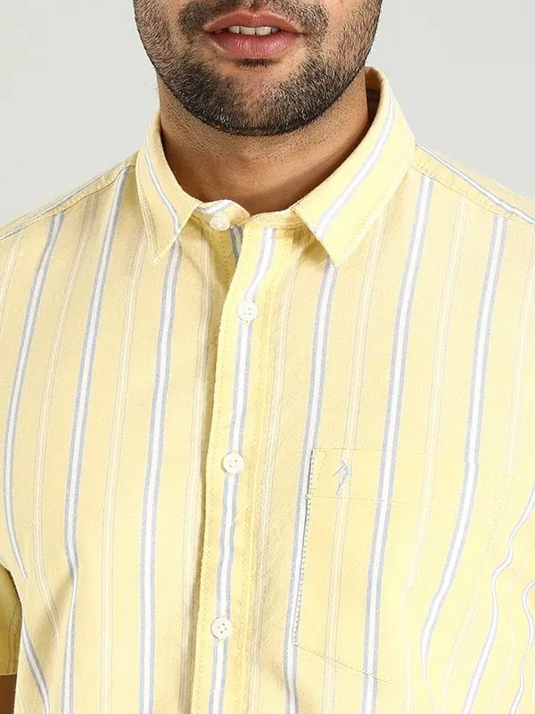Men Striped Half Sleeve Cotton Shirt