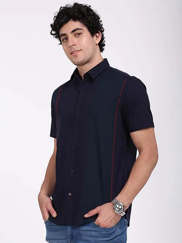 Men Striped Half Sleeve Cotton Shirt