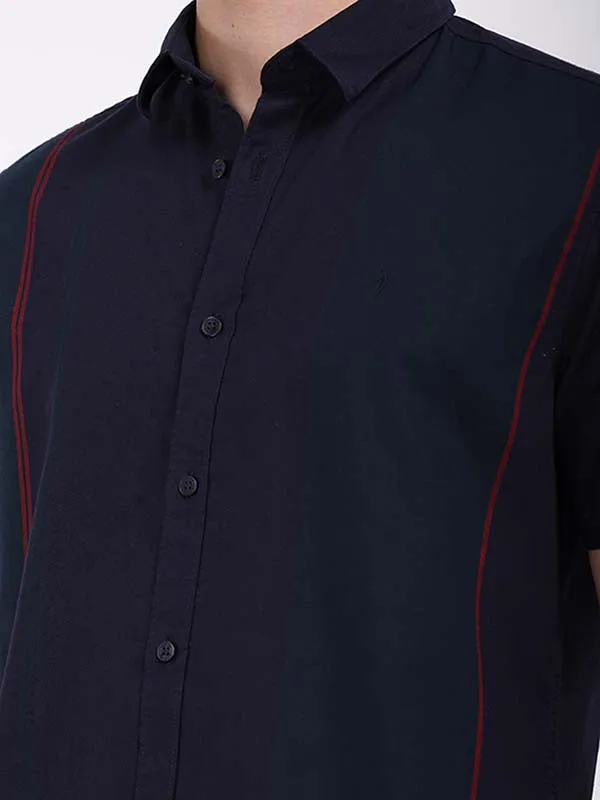 Men Striped Half Sleeve Cotton Shirt