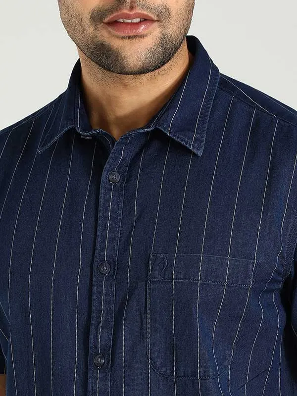 Men Striped Half Sleeve Cotton Shirt