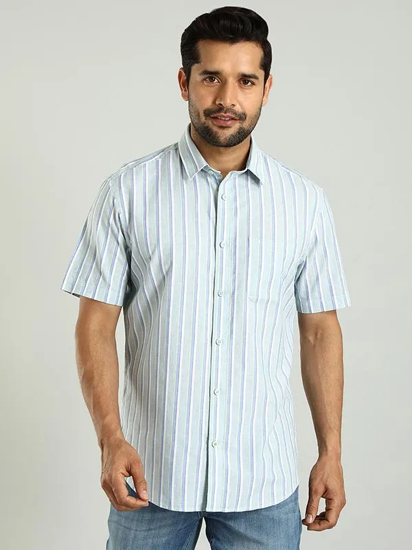 Men Striped Half Sleeve Cotton Shirt