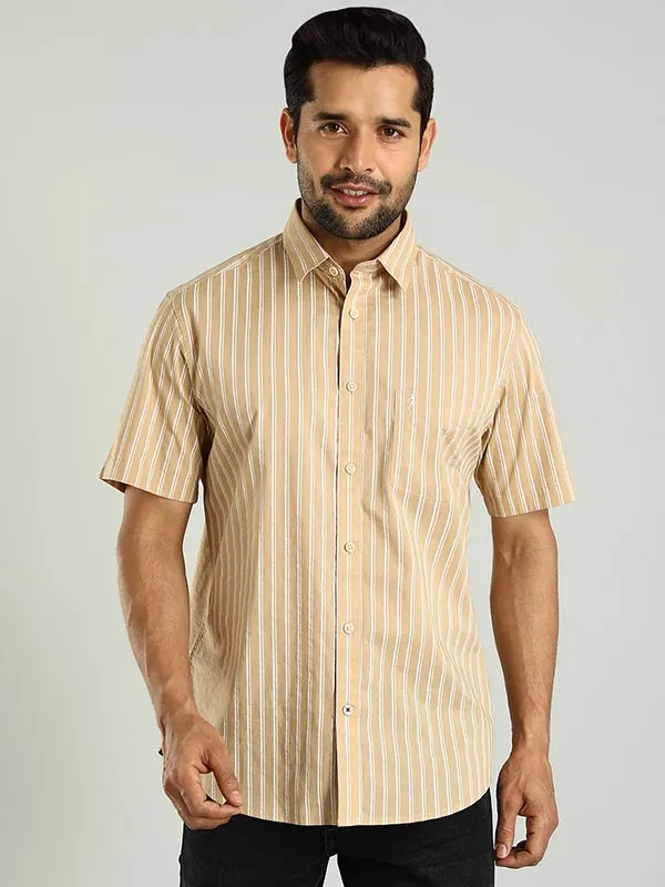 Men Striped Half Sleeve Cotton Shirt
