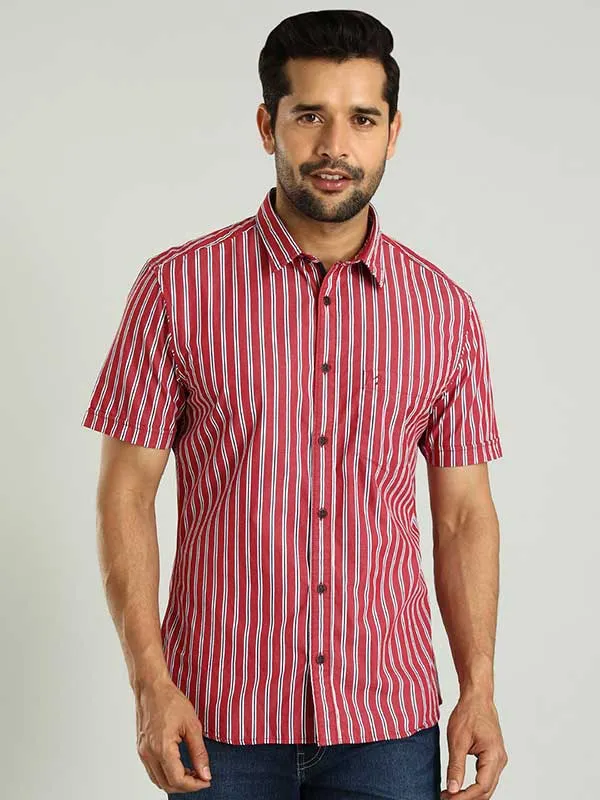 Men Striped Half Sleeve Cotton Shirt