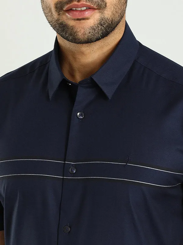 Men Striped Half Sleeve Cotton Shirt