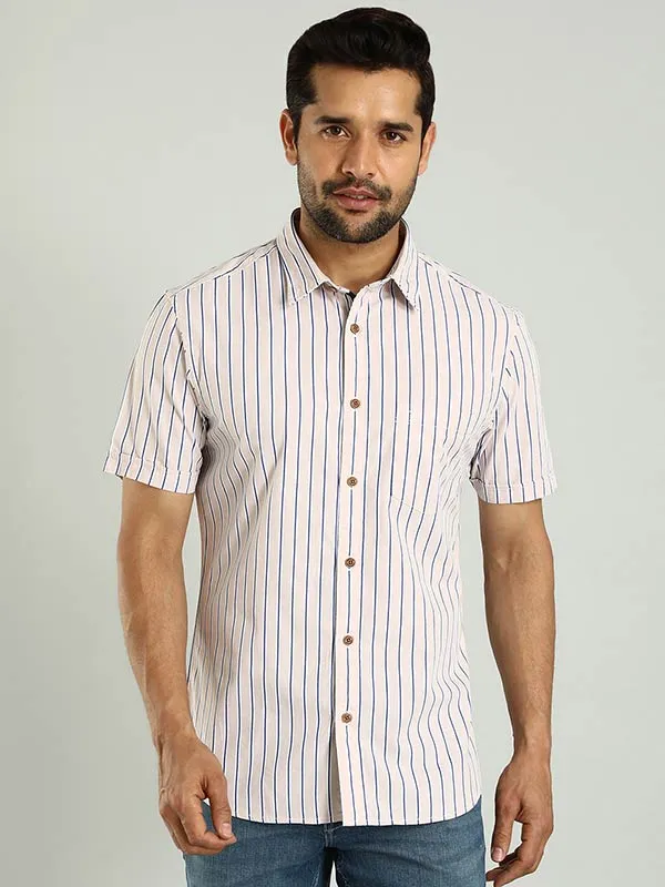 Men Striped Half Sleeve Cotton Shirt