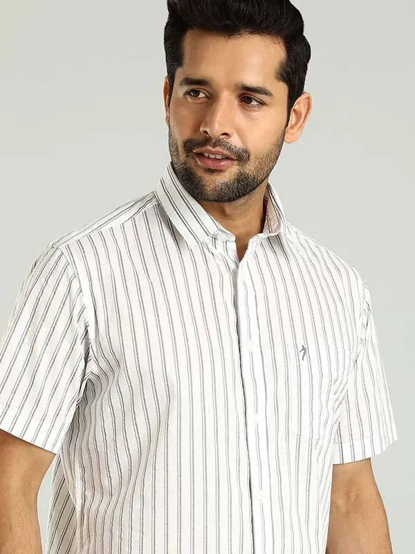 Men Striped Half Sleeve Cotton Shirt