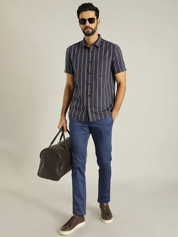 Men Striped Half Sleeve Cotton Shirt