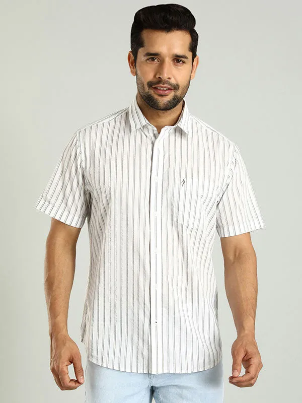 Men Striped Half Sleeve Cotton Shirt