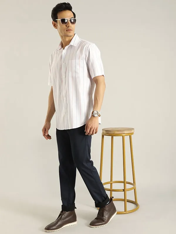 Men Striped Half Sleeve Cotton Shirt