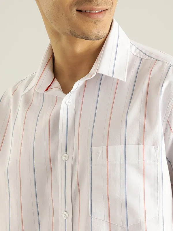 Men Striped Half Sleeve Cotton Shirt
