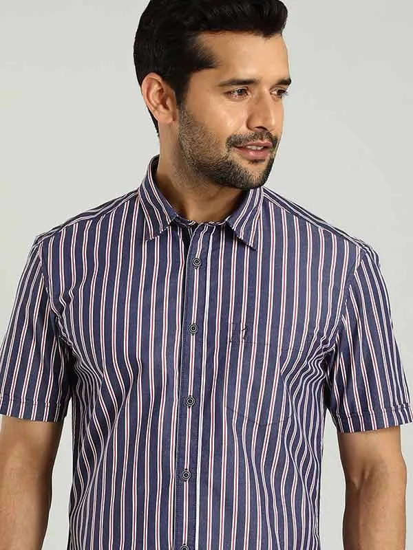 Men Striped Half Sleeve Cotton Shirt