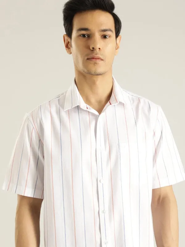 Men Striped Half Sleeve Cotton Shirt