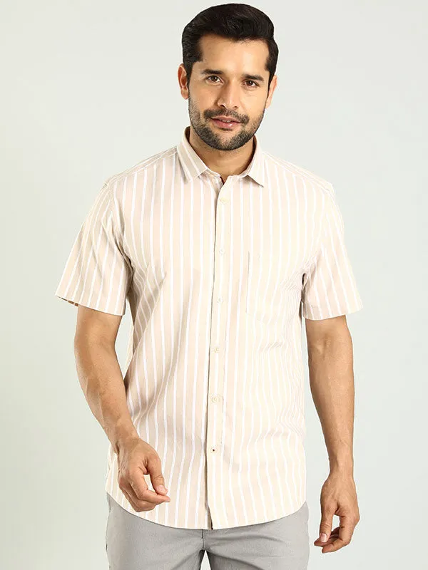 Men Striped Half Sleeve Cotton Shirt