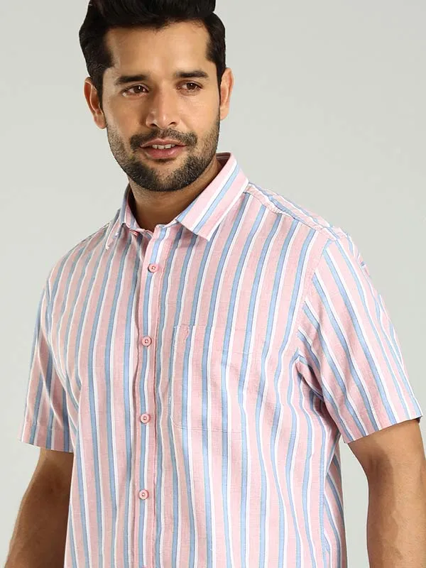 Men Striped Half Sleeve Cotton Shirt