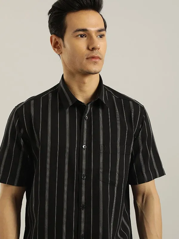 Men Striped Half Sleeve Cotton Shirt
