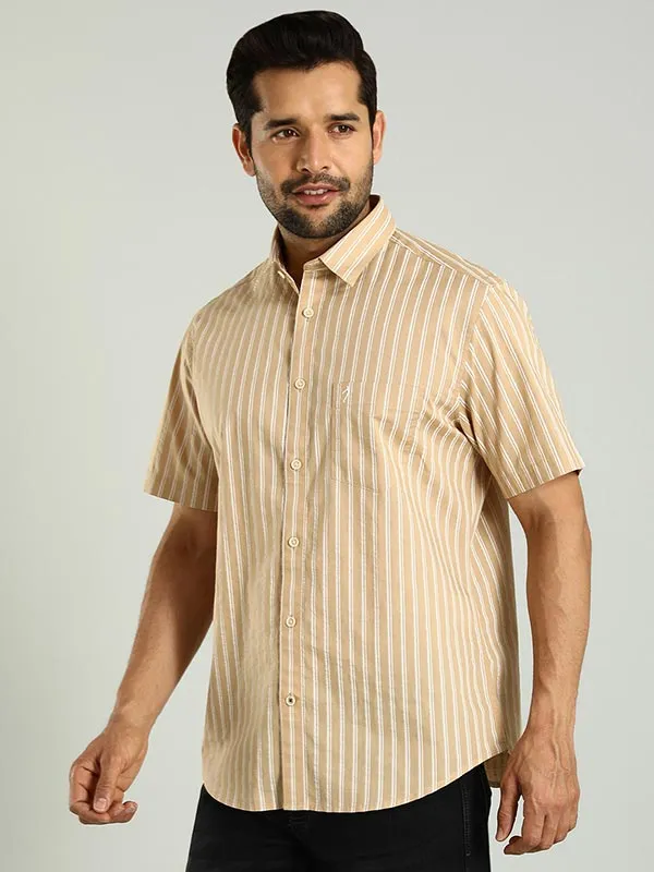 Men Striped Half Sleeve Cotton Shirt