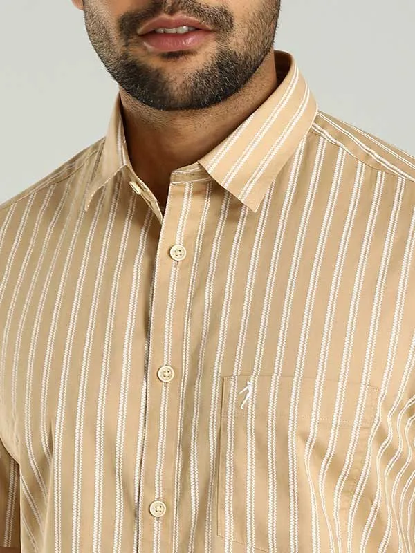 Men Striped Half Sleeve Cotton Shirt