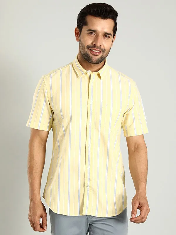 Men Striped Half Sleeve Cotton Shirt
