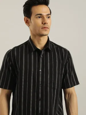 Men Striped Half Sleeve Cotton Shirt