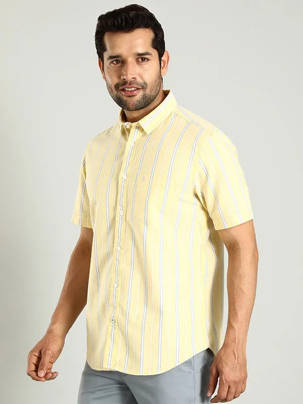 Men Striped Half Sleeve Cotton Shirt