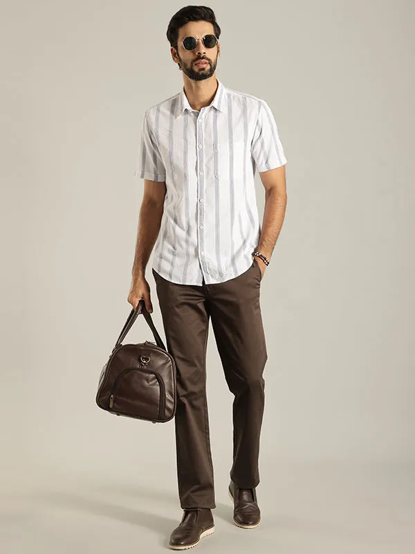 Men Striped Half Sleeve Cotton Shirt