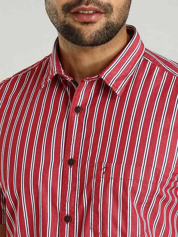 Men Striped Half Sleeve Cotton Shirt
