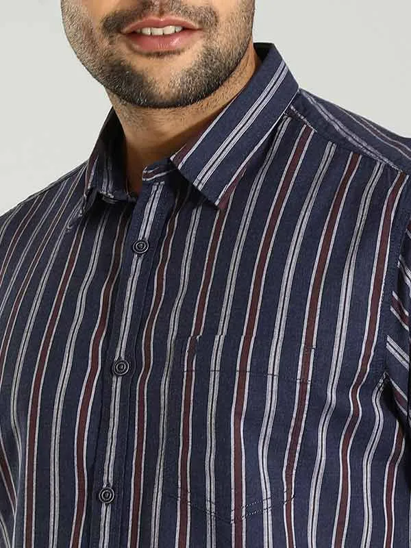 Men Striped Half Sleeve Cotton Shirt