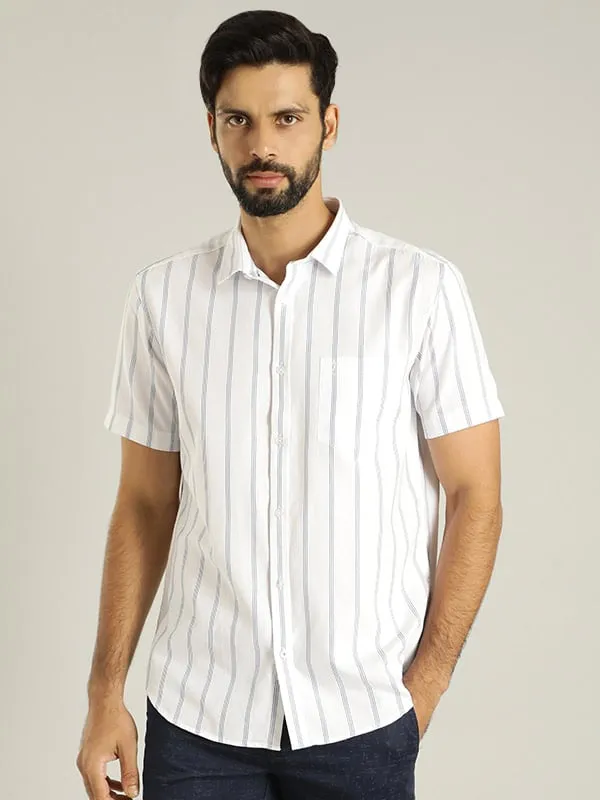 Men Striped Half Sleeve Cotton Shirt