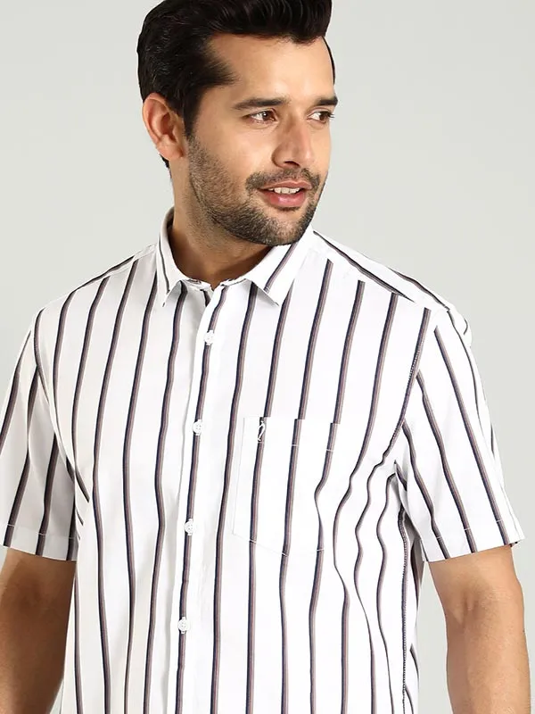 Men Striped Half Sleeve Cotton Shirt