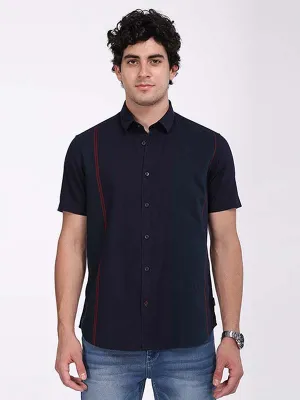 Men Striped Half Sleeve Cotton Shirt