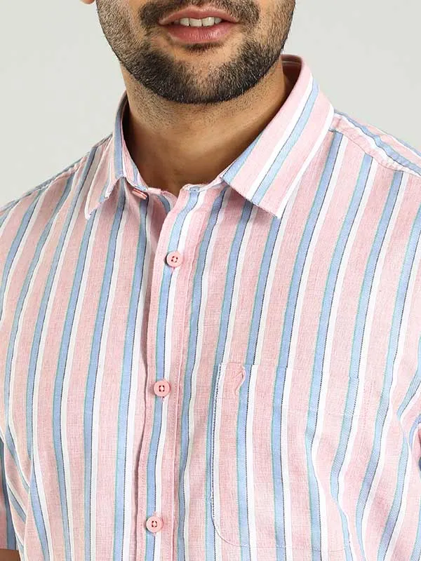 Men Striped Half Sleeve Cotton Shirt