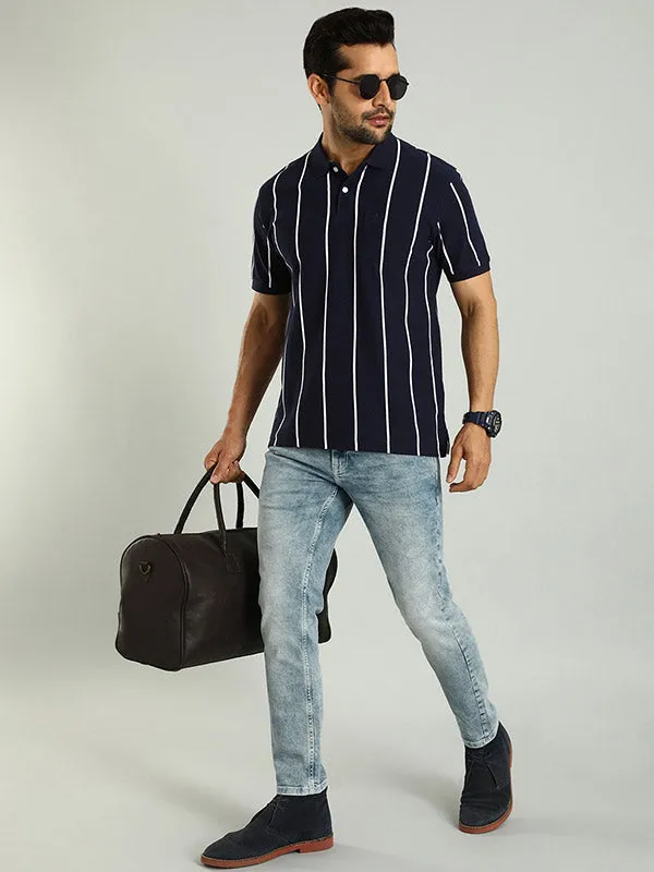 Men Striped Polo T-Shirt