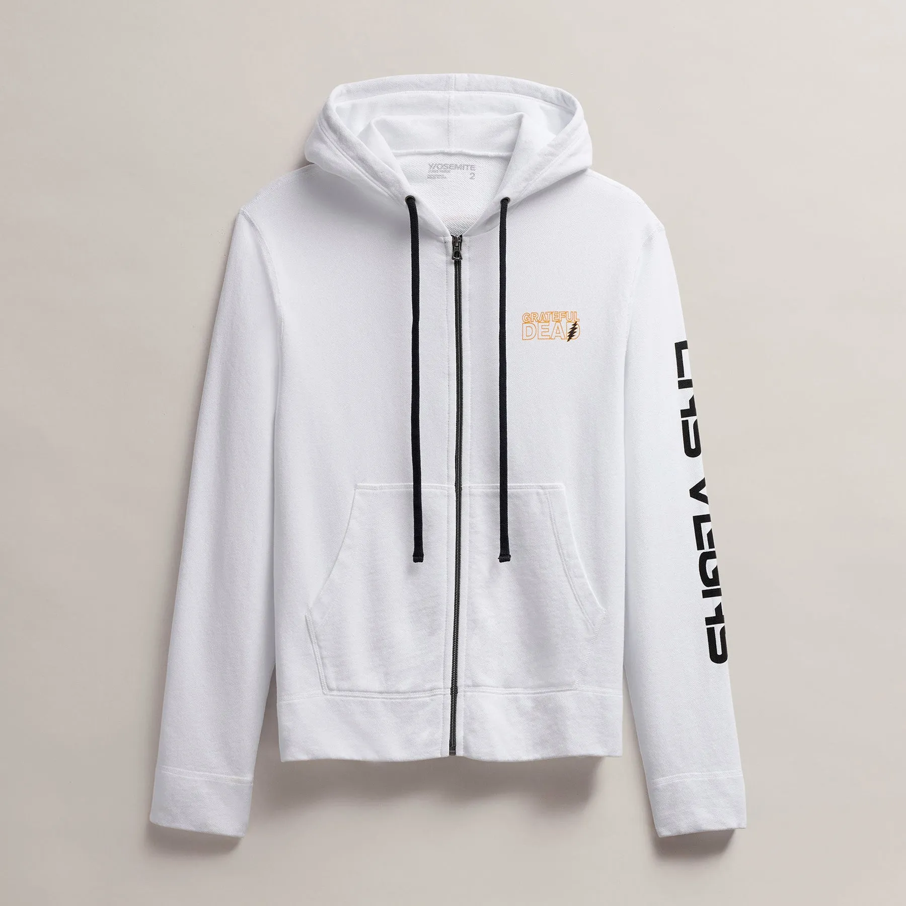 Men's Grateful Dead Lightning Bolt Full Zip Hoodie - White/Cadmium