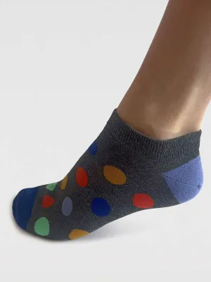 Mens Griffin Pattern Organic Cotton Trainer Socks - Cobalt Blue