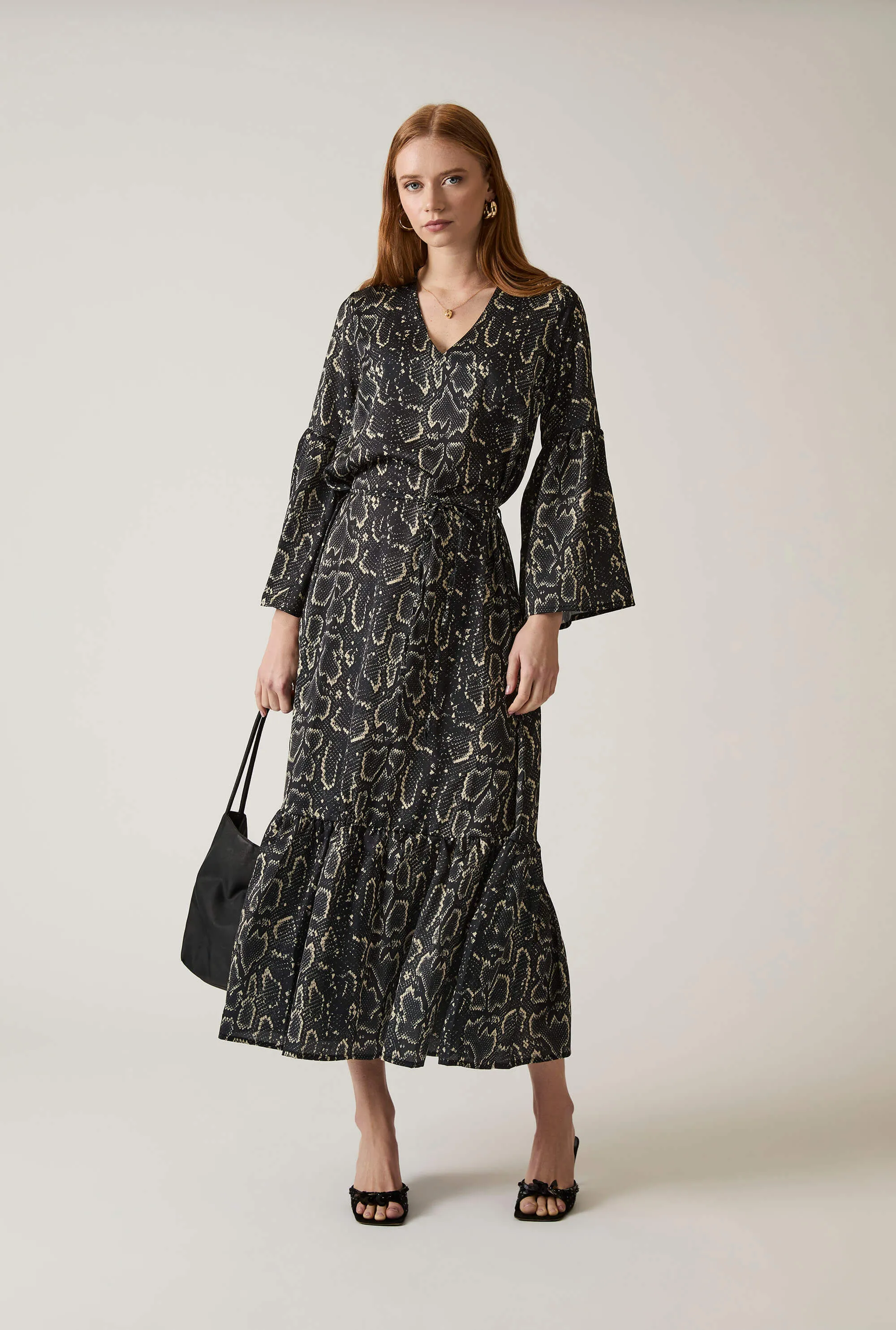 Midi Snake Black Dress