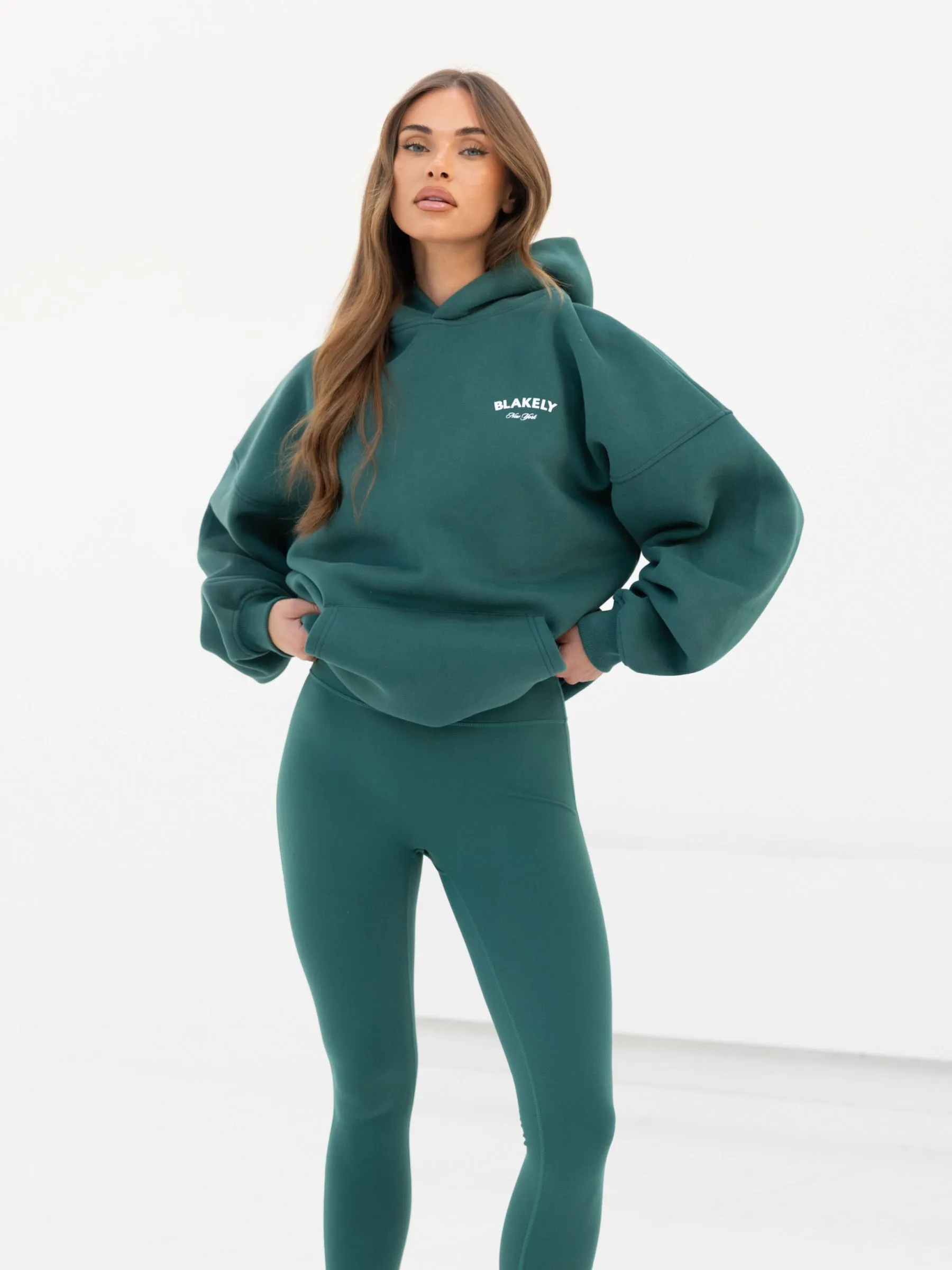 NY Crest Oversized Hoodie - Pine Green