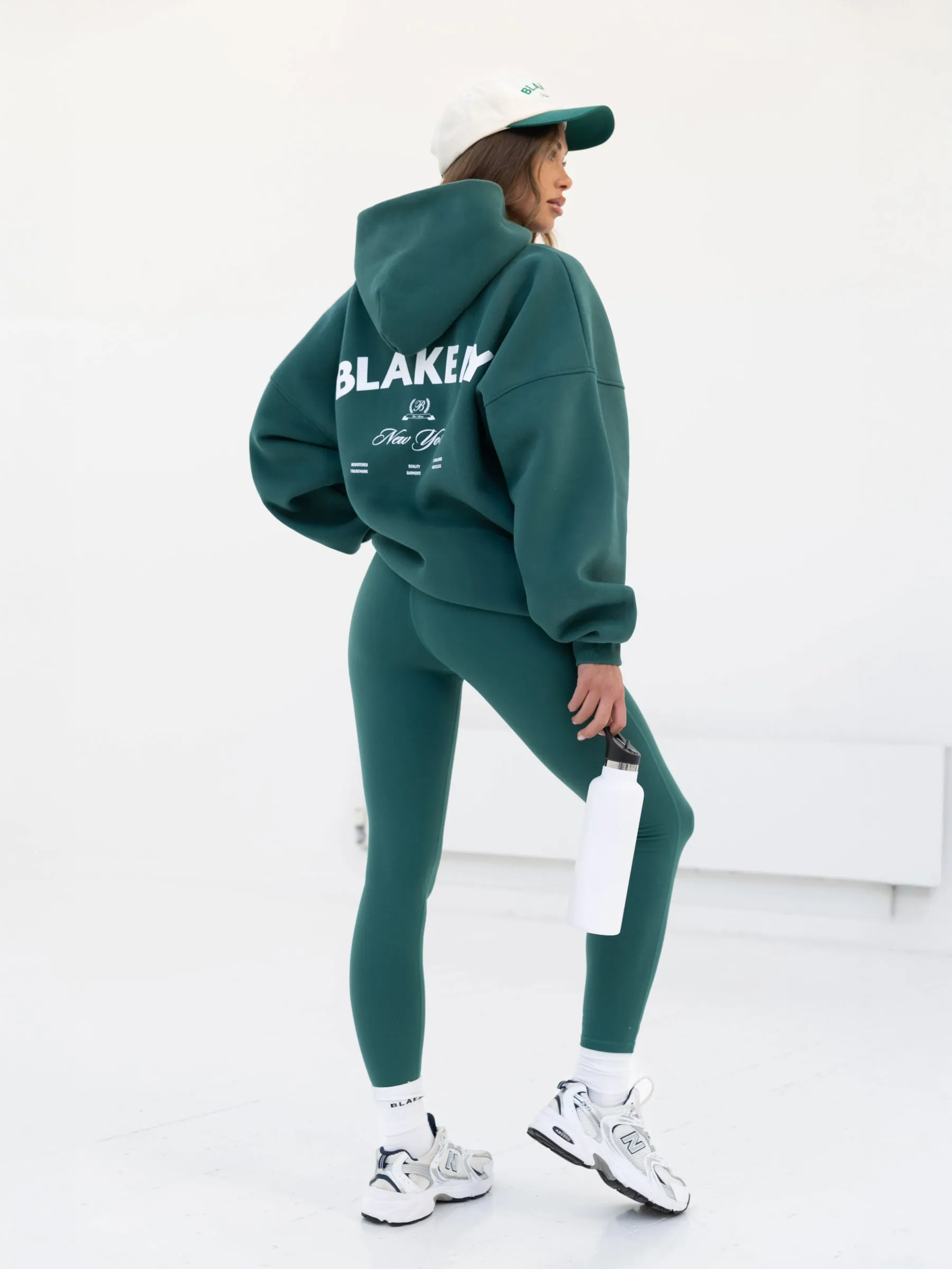 NY Crest Oversized Hoodie - Pine Green