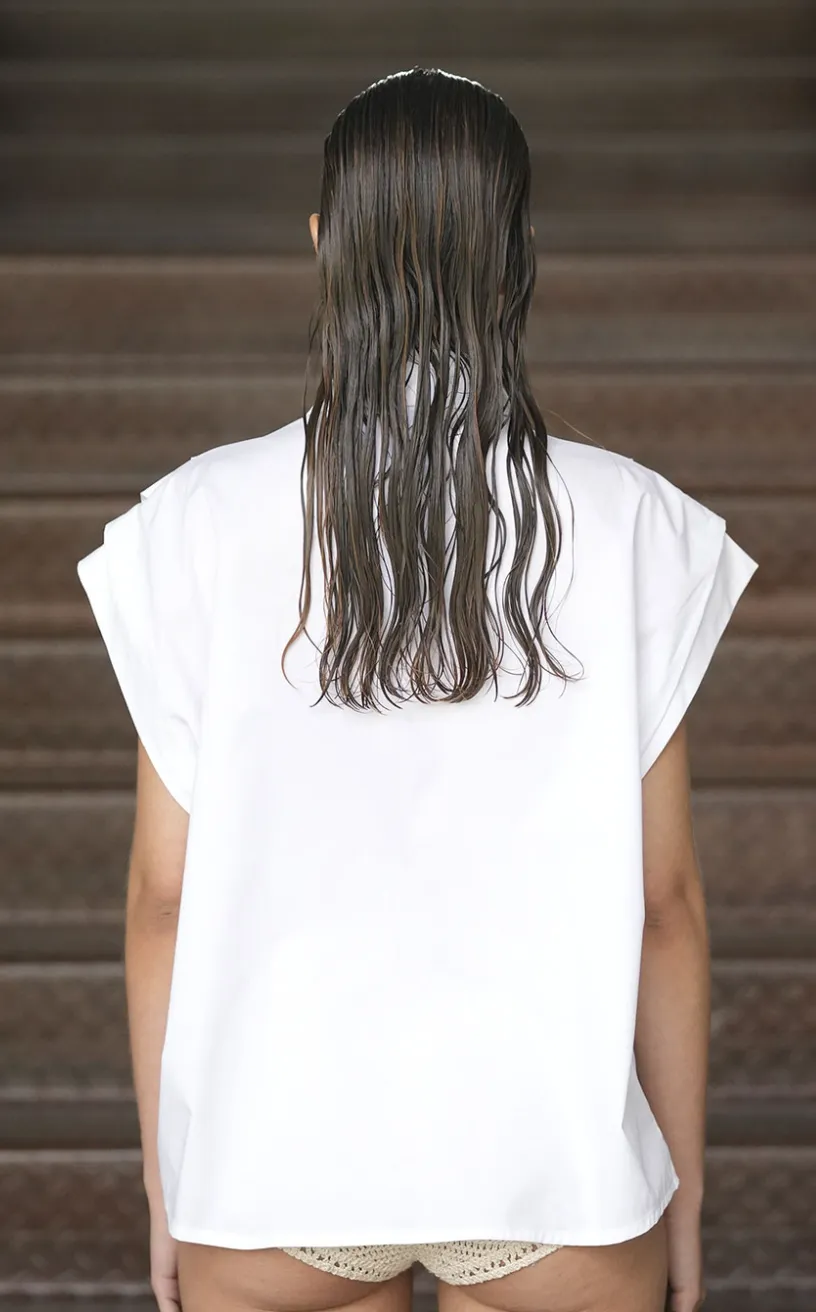 Oversized Shoulder Pleated Shirt