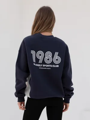 Panel Oversized Sweater - True Navy
