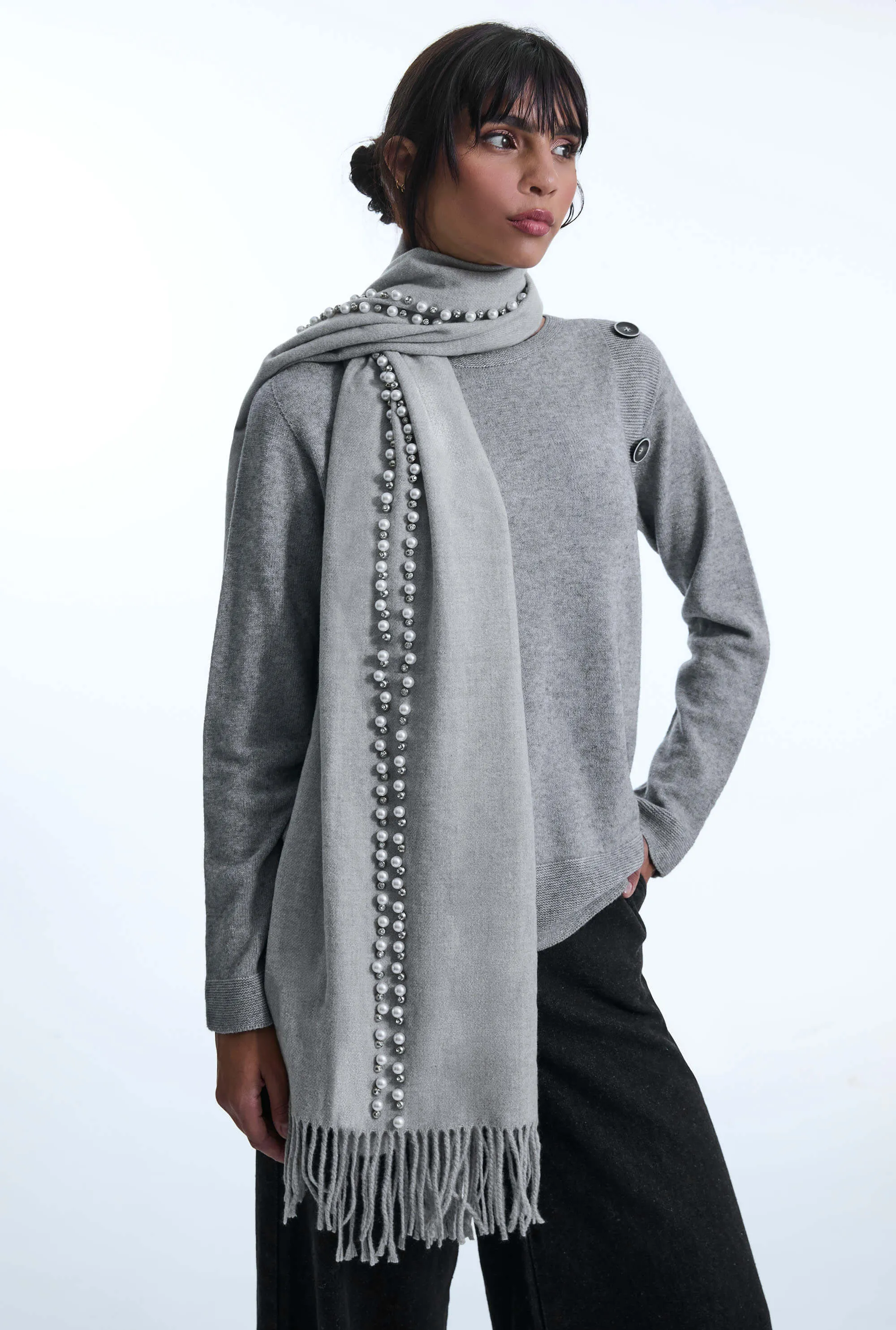 Pearl Pale Grey Scarf