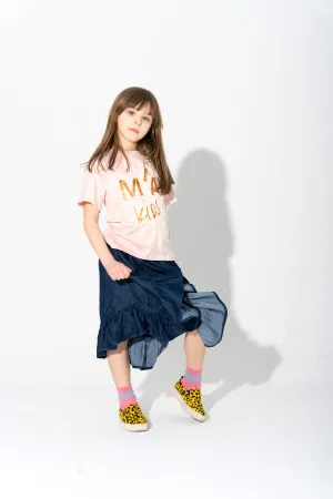 PINK AND BEIGE SPLATTERED LOGO T-SHIRT