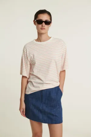 Raja Stripe Tee - Grenadine / whisper white
