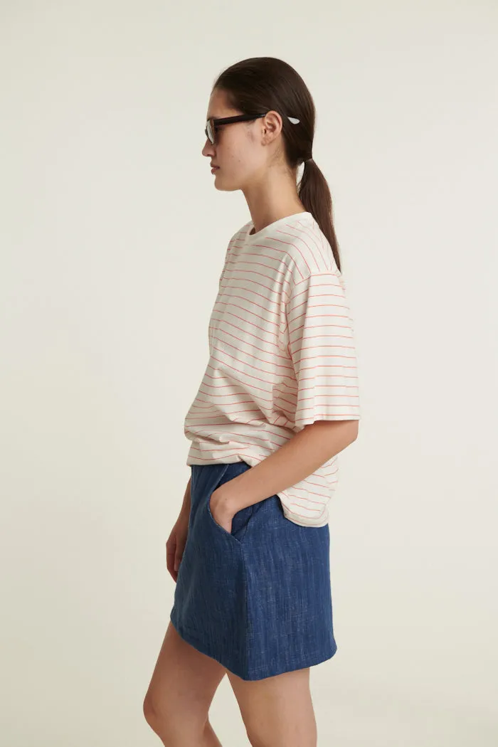 Raja Stripe Tee - Grenadine / whisper white