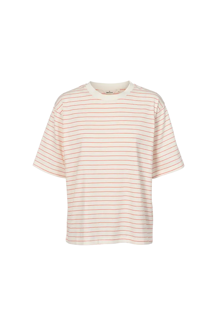 Raja Stripe Tee - Grenadine / whisper white