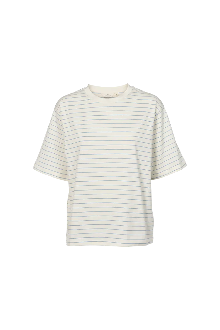 Raja Stripe Tee - Quiet harbor / Whisper white