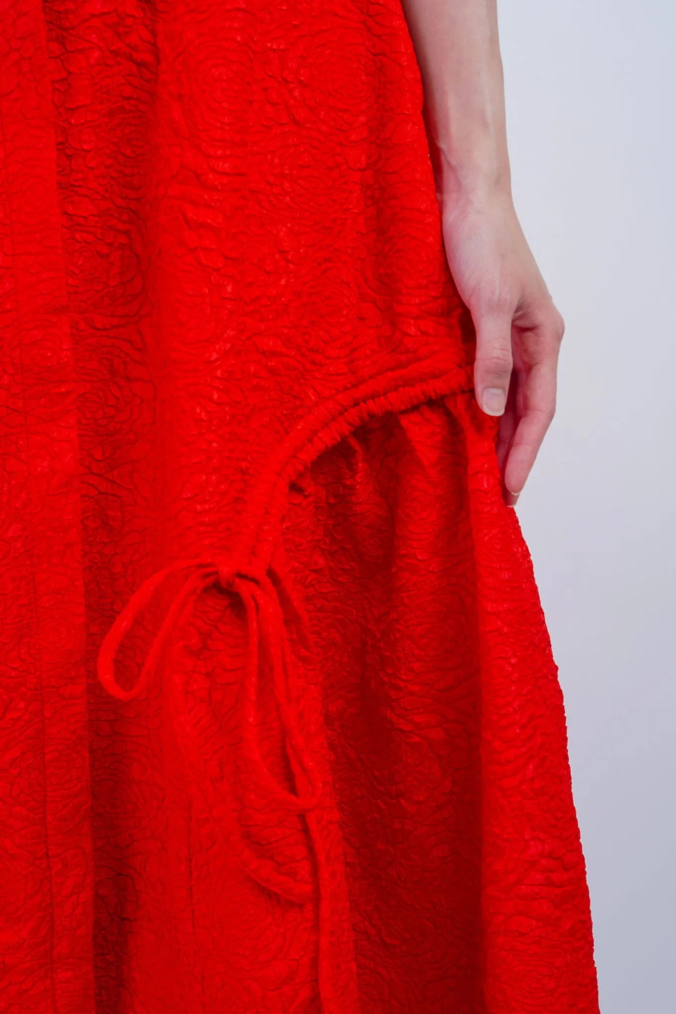 Red Crinkle Cool Lux Dress