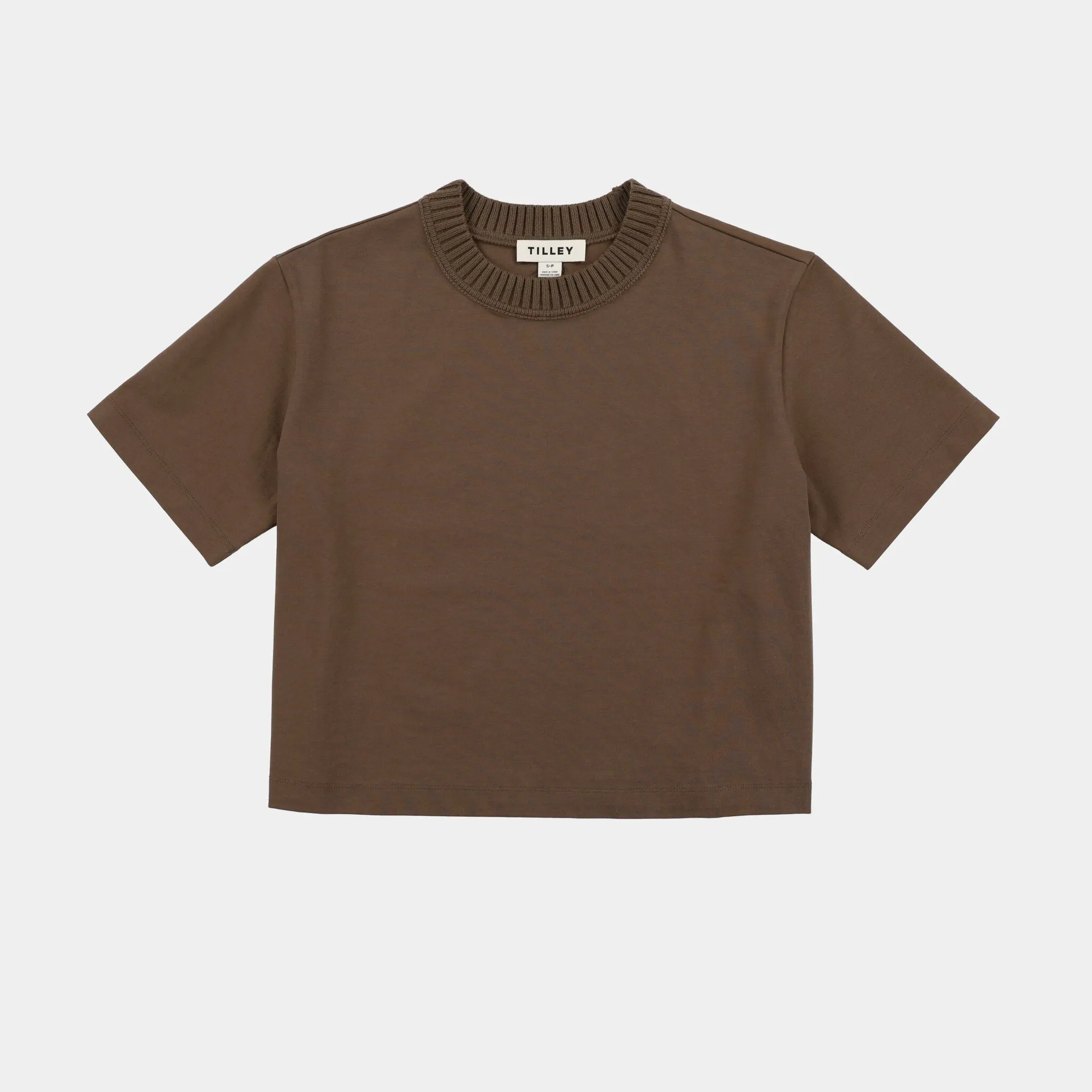 Rib Neckline Cropped Tee