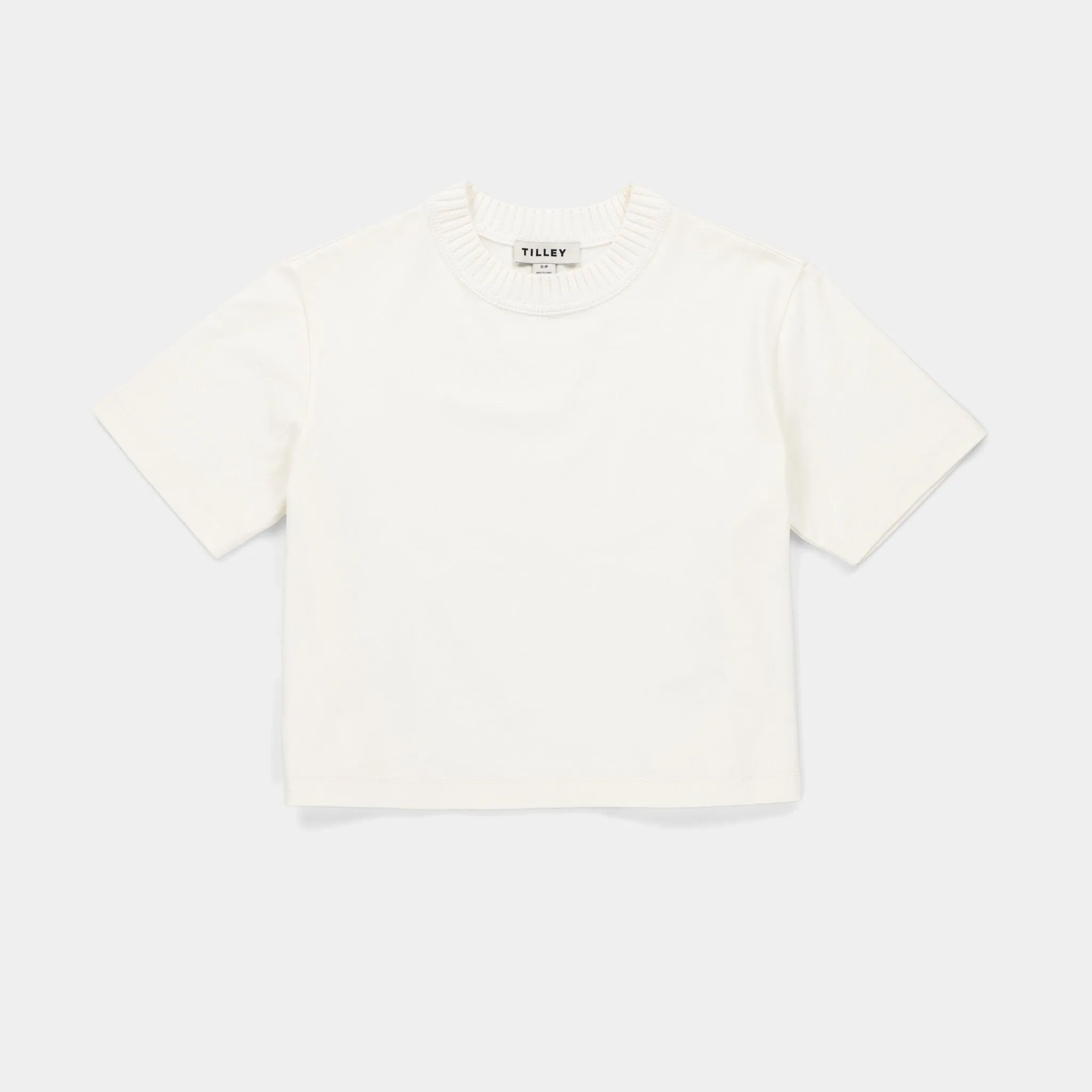 Rib Neckline Cropped Tee