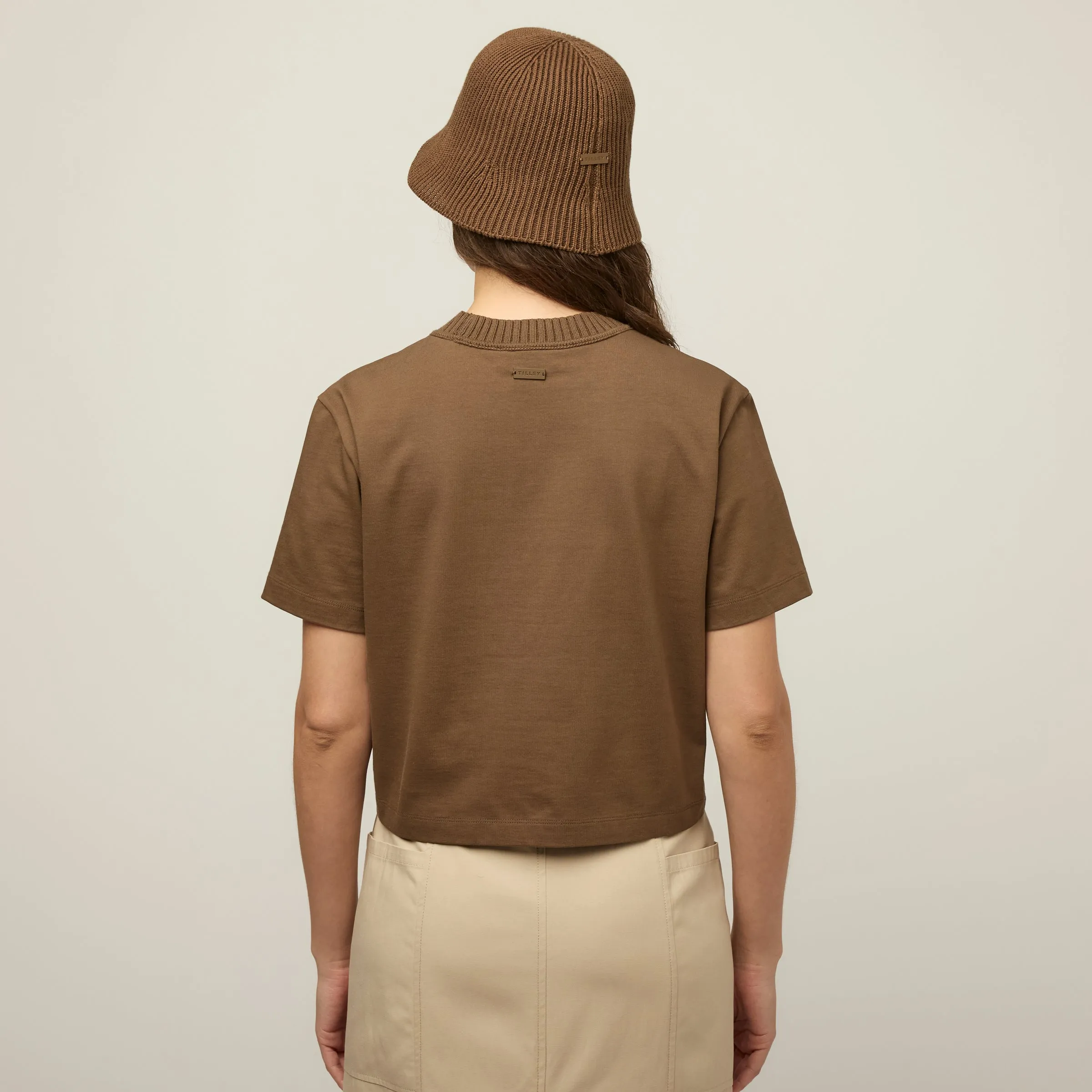 Rib Neckline Cropped Tee